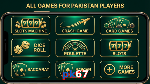 Main screen of Pk67 games page for PK players